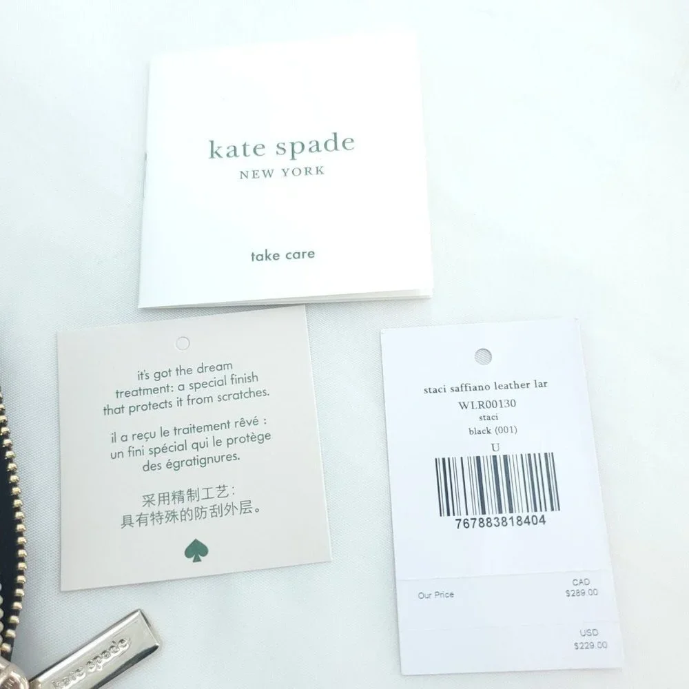 Kate Spade New York Womens Black Staci Saffiano Leather Continental Wallet Sz L